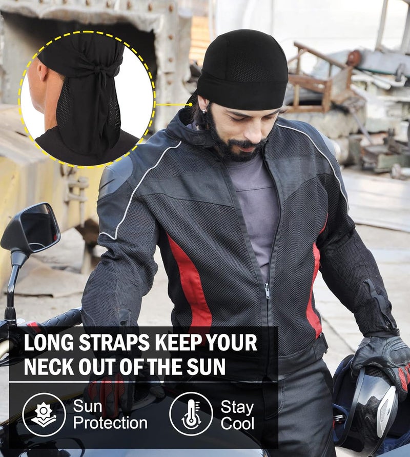 MELASA Cooling Do Rags Skull Cap Helmet Liner, Sweat Head Wraps Bandanas for Men Running Cycling Motorcycle - Image 5